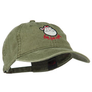 Santa's Face Ho Ho Ho Embroidered Washed Dyed Cap