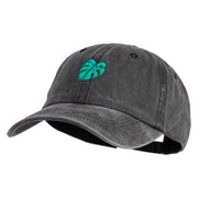 Monstera Leaf Embroidered Unstructured Pigment Dyed Cotton Cap - Black OSFM