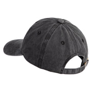 Monstera Leaf Embroidered Unstructured Pigment Dyed Cotton Cap - Black OSFM