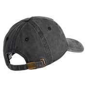 Monstera Leaf Embroidered Unstructured Pigment Dyed Cotton Cap - Black OSFM