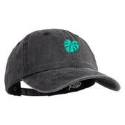 Monstera Leaf Embroidered Unstructured Pigment Dyed Cotton Cap - Black OSFM