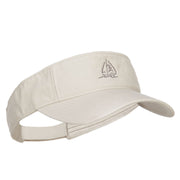 Sailboat with Wave Embroidered Washed Visor