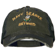 US Navy Seabee Retired Embroidered Low Profile Cotton Mesh Cap