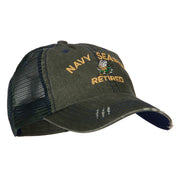 US Navy Seabee Retired Embroidered Low Profile Cotton Mesh Cap