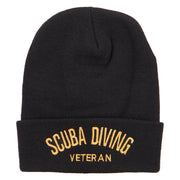 Scuba Diving Veteran Embroidered Long Beanie