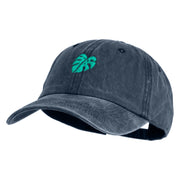 Monstera Leaf Embroidered Unstructured Pigment Dyed Cotton Cap - Navy OSFM