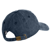 Monstera Leaf Embroidered Unstructured Pigment Dyed Cotton Cap - Navy OSFM