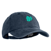 Monstera Leaf Embroidered Unstructured Pigment Dyed Cotton Cap - Navy OSFM