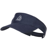 Sailboat with Wave Embroidered Washed Visor