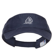 Sailboat with Wave Embroidered Washed Visor