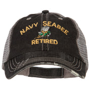 US Navy Seabee Retired Embroidered Low Profile Cotton Mesh Cap