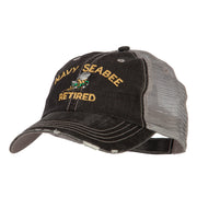 US Navy Seabee Retired Embroidered Low Profile Cotton Mesh Cap