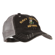 US Navy Seabee Retired Embroidered Low Profile Cotton Mesh Cap