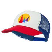 Sailboat Under Sun Embroidered Foam Mesh Back Cap