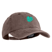 Monstera Leaf Embroidered Unstructured Pigment Dyed Cotton Cap - Brown OSFM