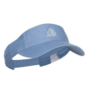 Sailboat with Wave Embroidered Washed Visor