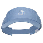 Sailboat with Wave Embroidered Washed Visor