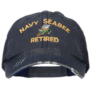 US Navy Seabee Retired Embroidered Low Profile Cotton Mesh Cap