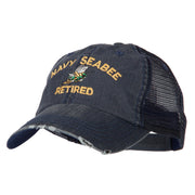 US Navy Seabee Retired Embroidered Low Profile Cotton Mesh Cap