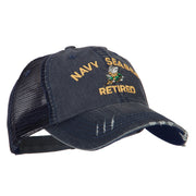 US Navy Seabee Retired Embroidered Low Profile Cotton Mesh Cap