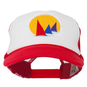 Sailboat Under Sun Embroidered Foam Mesh Back Cap