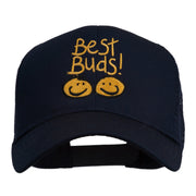 Best Buds Smile Faces Embroidered Mesh Cap