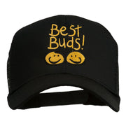 Best Buds Smile Faces Embroidered Mesh Cap