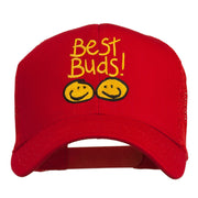 Best Buds Smile Faces Embroidered Mesh Cap