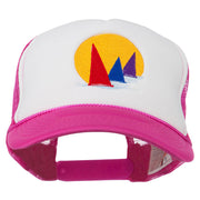 Sailboat Under Sun Embroidered Foam Mesh Back Cap