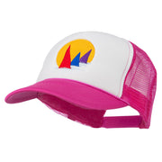 Sailboat Under Sun Embroidered Foam Mesh Back Cap