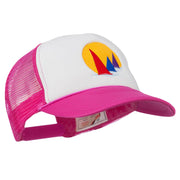 Sailboat Under Sun Embroidered Foam Mesh Back Cap