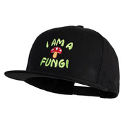 I Am a Fungi Embroidered Flat Bill Snapback Twill Cap - Black OSFM