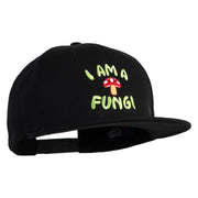 I Am a Fungi Embroidered Flat Bill Snapback Twill Cap - Black OSFM