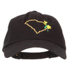 South Carolina Yellow Jessamine with Map Embroidered Unstructured Washed Cap