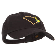 South Carolina Yellow Jessamine with Map Embroidered Unstructured Washed Cap