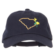 South Carolina Yellow Jessamine with Map Embroidered Unstructured Washed Cap