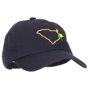 South Carolina Yellow Jessamine with Map Embroidered Unstructured Washed Cap