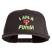 I Am a Fungi Embroidered Flat Bill Snapback Twill Cap - Charcoal OSFM