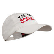 You Can't Scare Me Embroidered Washed Cap