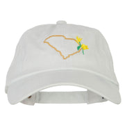 South Carolina Yellow Jessamine with Map Embroidered Unstructured Washed Cap