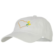 South Carolina Yellow Jessamine with Map Embroidered Unstructured Washed Cap