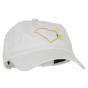 South Carolina Yellow Jessamine with Map Embroidered Unstructured Washed Cap