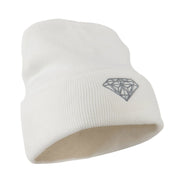 Small Diamond Embroidered Long Beanie