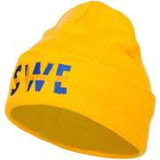 Sweden SWE Flag Embroidered Long Beanie