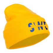 Sweden SWE Flag Embroidered Long Beanie