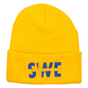 Sweden SWE Flag Embroidered Long Beanie