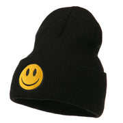 Smile Face Embroidered Long Beanie