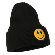 Smile Face Embroidered Long Beanie