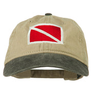 Scuba Dive Flag Embroidered Washed Pigment Dyed Cap