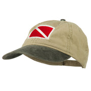 Scuba Dive Flag Embroidered Washed Pigment Dyed Cap